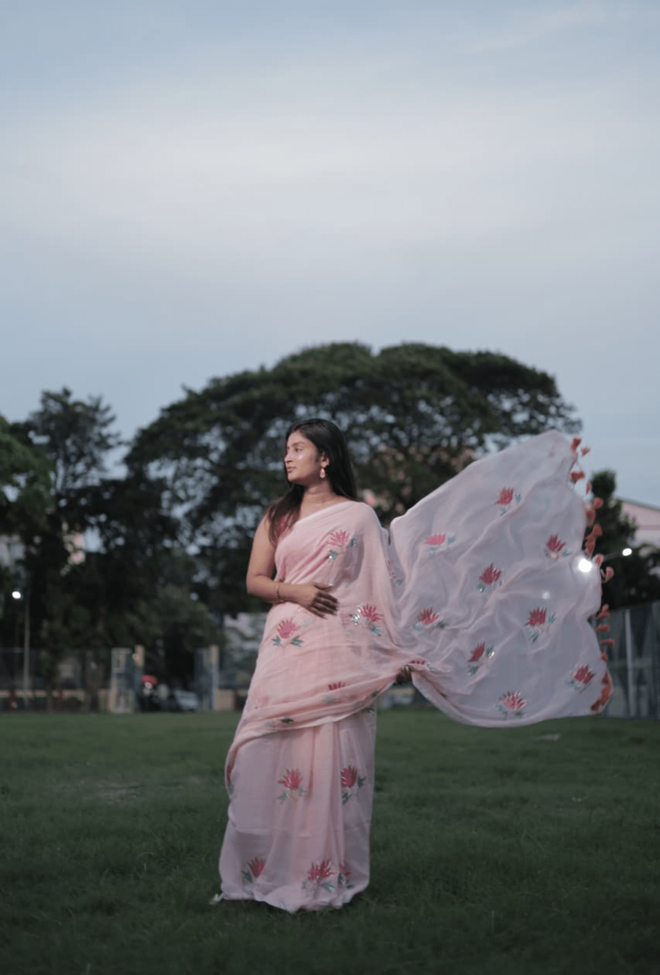 Blush Lotus Bloom Handcrafted Saree first thumb image