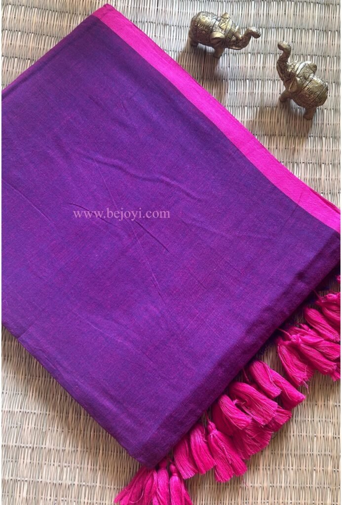 Purple & Fuchsia Dual Tone Mulmul Cotton Saree