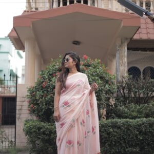 Blush Lotus Bloom Handcrafted Saree