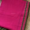 Fuchsia Pink with Olive Green Border Mulmul Cotton Saree