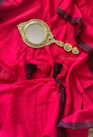 Crimson Noir Heritage Linen Saree