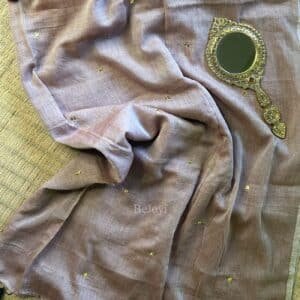 Ash Mauve Sequin Buti Mulmul Cotton Saree with Tassels