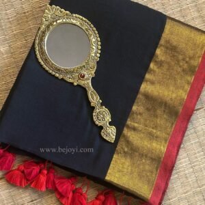 Black with Golden Zari Kerala Kasavu Mulmul Cotton Saree