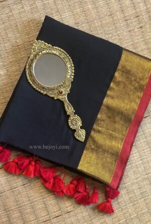 Black with Golden Zari Kerala Kasavu Mulmul Cotton Saree