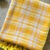 Sunshine Yellow Block Check Pure Mulmul Cotton Saree