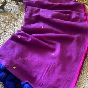 Magenta Purple Dual-Tone Sequin Mulmul Cotton Saree