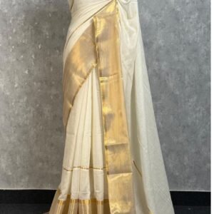 Swarna – White & Golden Zari Mulmul Cotton Saree