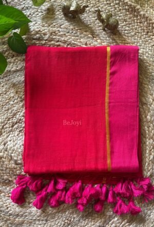 Agomoni – Red & Pink Border Mulmul Cotton Saree