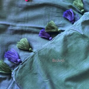 Deep Teal & Blue Dual-Tone Mulmul Cotton Saree