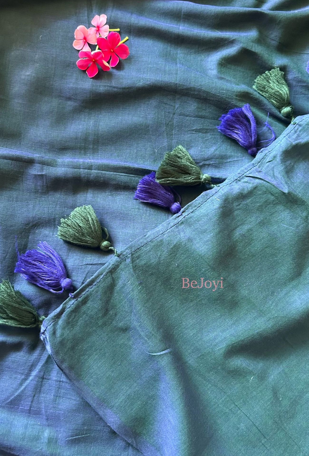 Deep Teal & Blue Dual-Tone Mulmul Cotton Saree