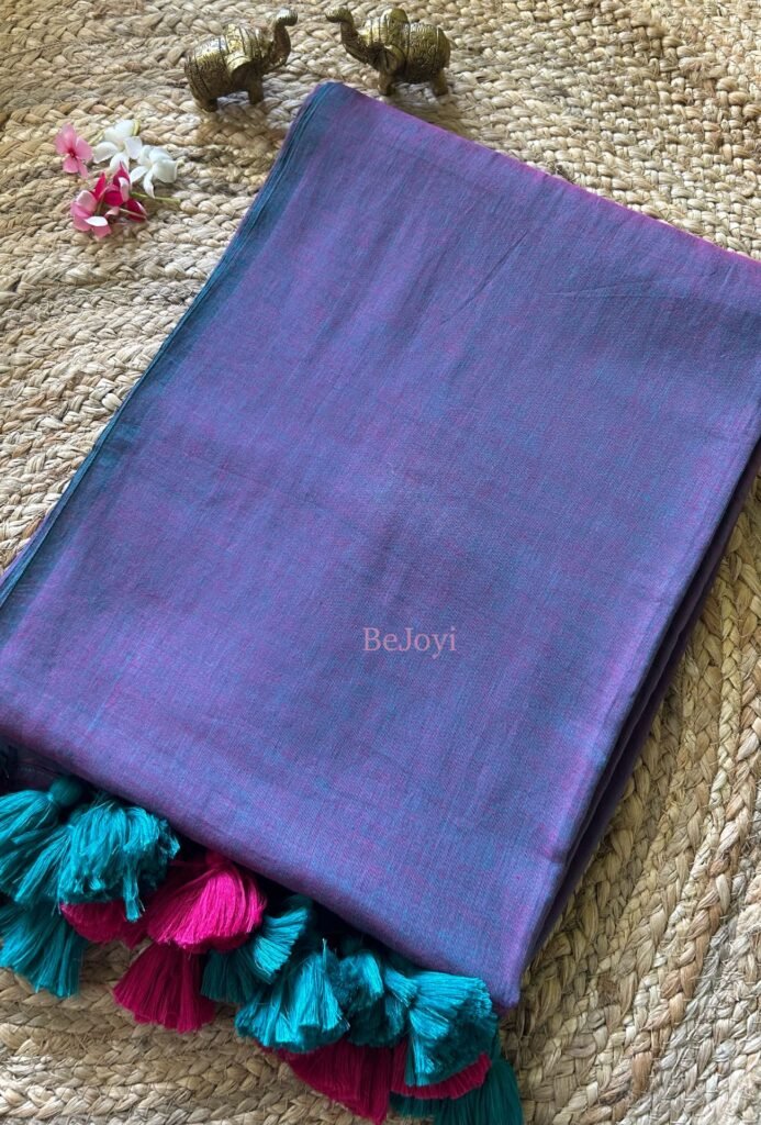 Jamuni – Purple & Teal Dual-Tone Mulmul Cotton Saree