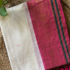 Mayuri – Off-White Mulmul Cotton Saree with Mayur Zari Border