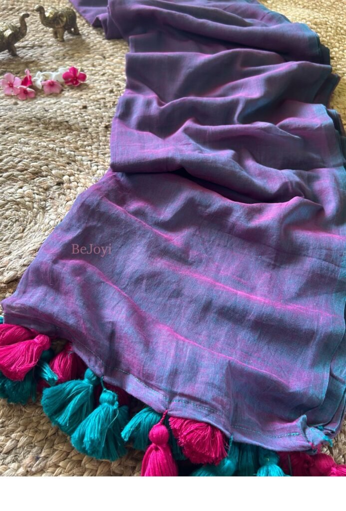 Jamuni – Purple & Teal Dual-Tone Mulmul Cotton Saree