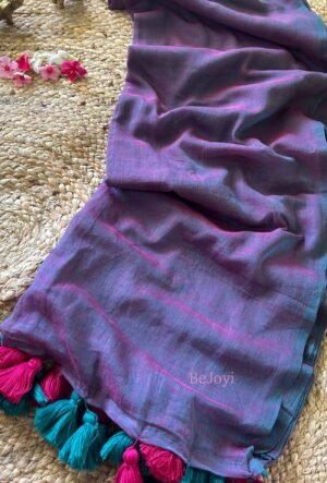 Jamuni – Purple & Teal Dual-Tone Mulmul Cotton Saree