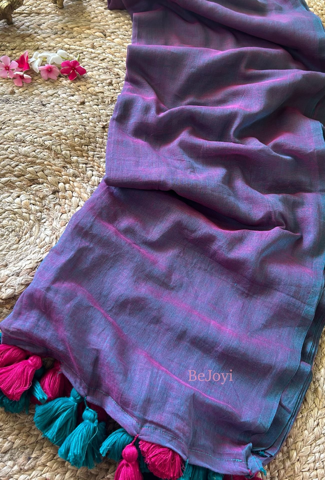 Jamuni – Purple & Teal Dual-Tone Mulmul Cotton Saree