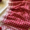 Red & White Check with Lace Border Mulmul Cotton Saree