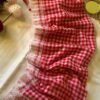 Red & White Check with Lace Border Mulmul Cotton Saree