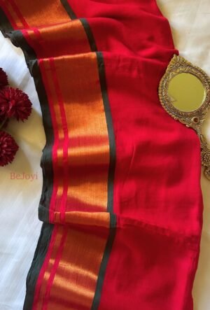Ragini – Red & Copper Zari Mulmul Cotton Saree