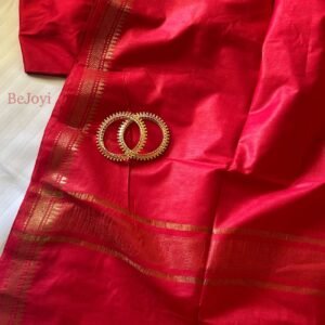Red & Golden Zari Mercerised Cotton Mangalagiri Saree