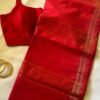 Red & Golden Zari Mercerised Cotton Mangalagiri Saree