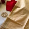 Golden Beige Mercerised Cotton Mangalagiri Saree
