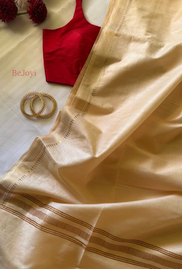 Golden Beige Mercerised Cotton Mangalagiri Saree