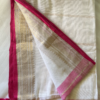 Aradhya – White with Pink & Golden Zari Border Mulmul Cotton Saree