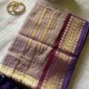 Kaveri – Purple & Gold Zari Striped Mulmul Cotton Saree