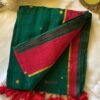 Ragini – Emerald Green & Rani Pink Sequin Mulmul Cotton Saree