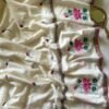 Kamalika – White Lotus Embroidery Mulmul Cotton Saree