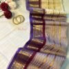 Kaveri – Purple & Gold Zari Striped Mulmul Cotton Saree
