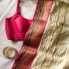 Kaveri – Pink & Golden Zari Striped Mulmul Cotton Saree